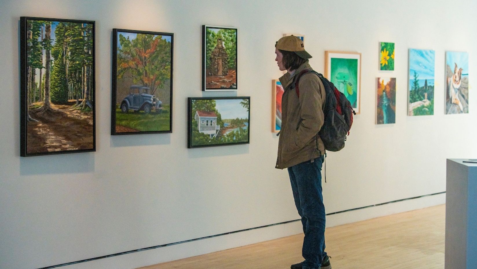 student in Lord Hall Gallery