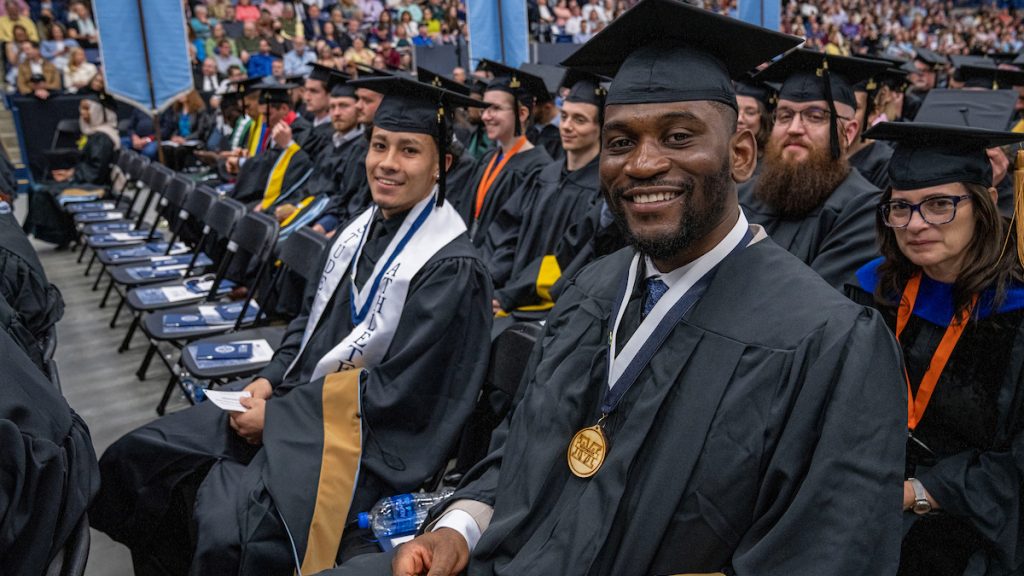 Students during the 2023 UMaine Graduate School commencement ceremony