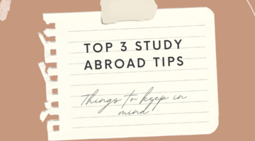Text reads "Top 3 Study Abroad Tips: Things to Keep in Mind"