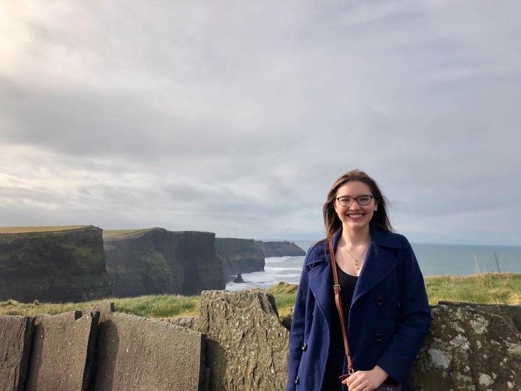 Bailey West, Microbiology, Ireland 2020 Female student is standing at the edge of the Cliffs of Moher in County Clare, Ireland