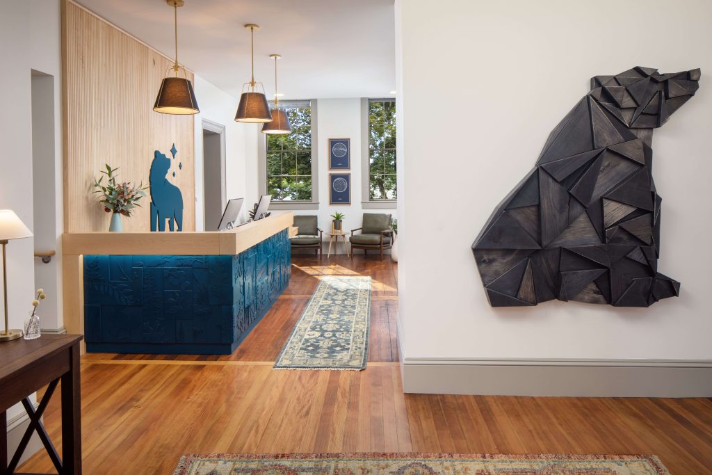 A photo of the hotel lobby